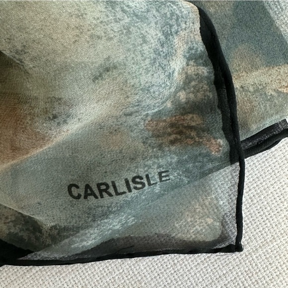 Carlisle Muted Abstract Large Silk Fern Leaf Scarf - Picture 8 of 8